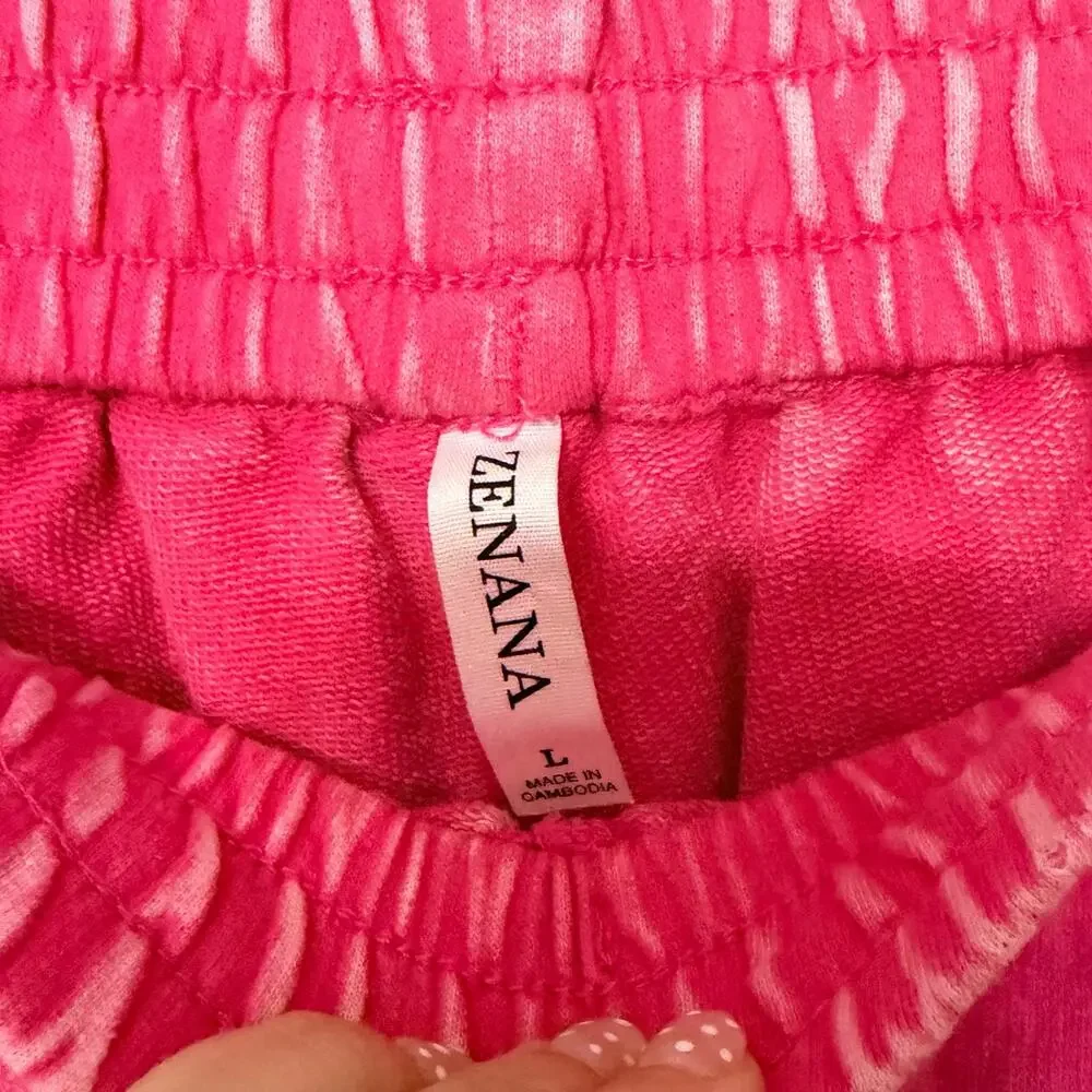 ZENANA • Pink Cropped Wide Leg Comfy Pants - Picture 4 of 5